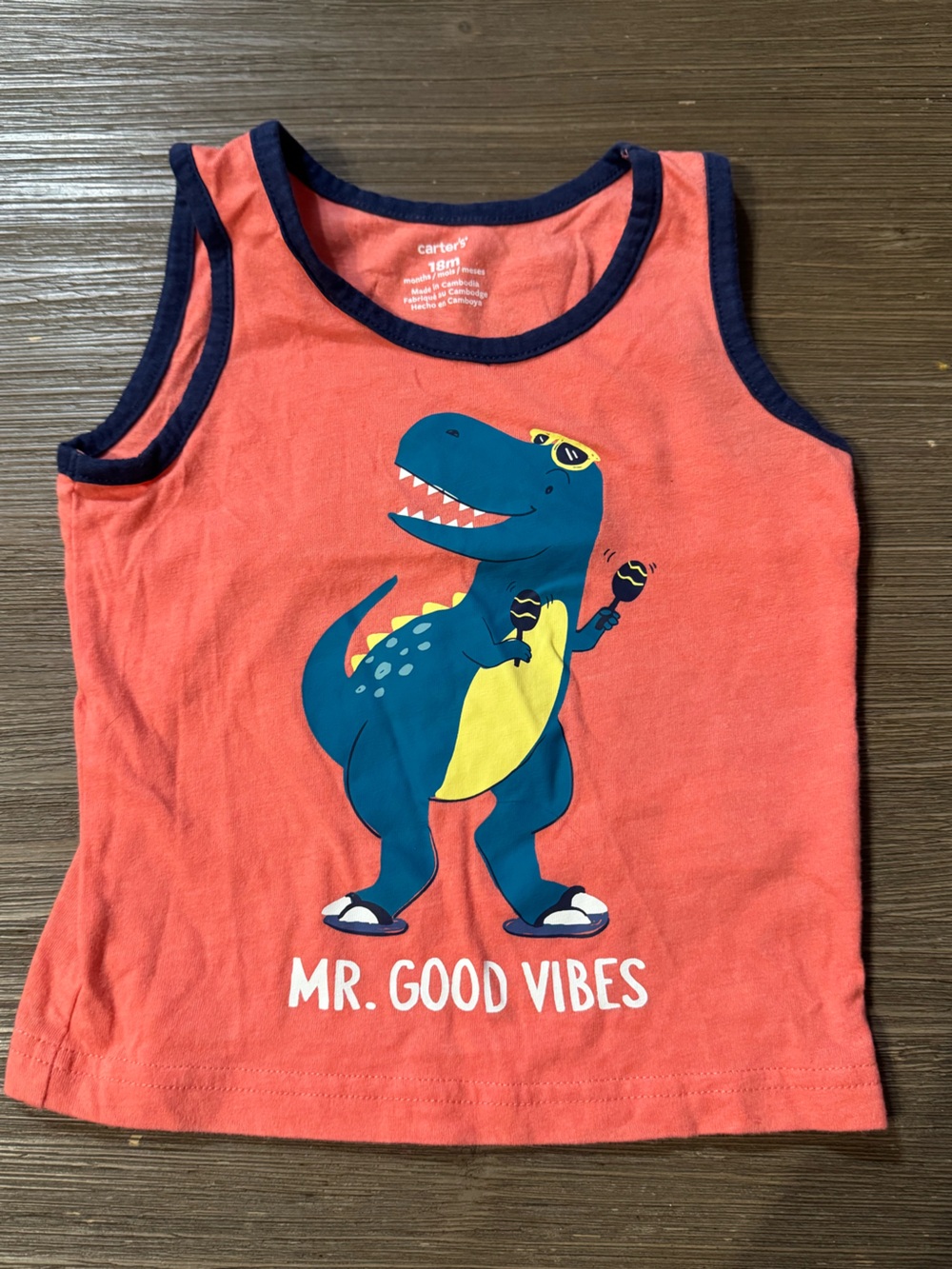 Carter's Coral and Navy Baby Onesie